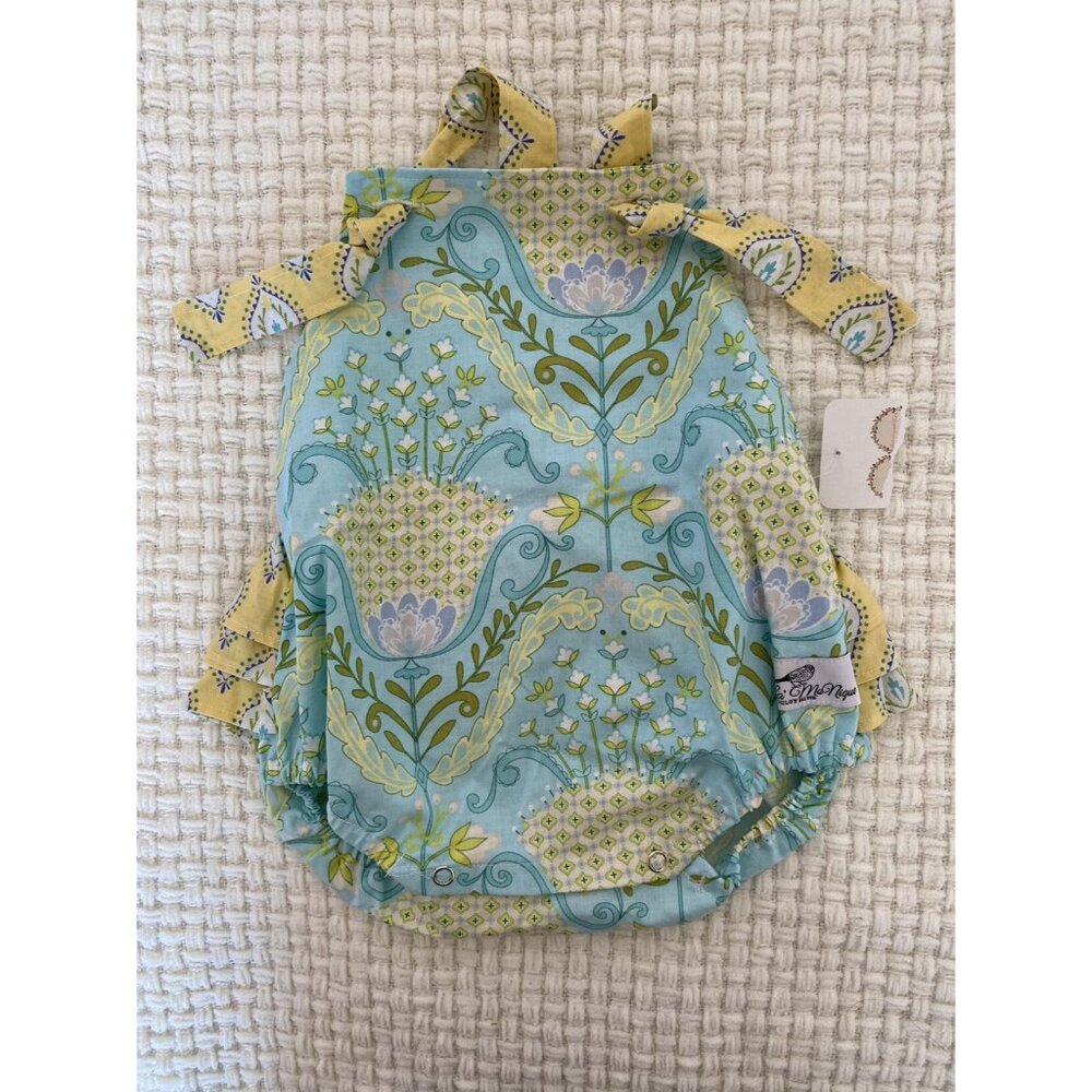Yellow And Blue Floral Open Back Romper